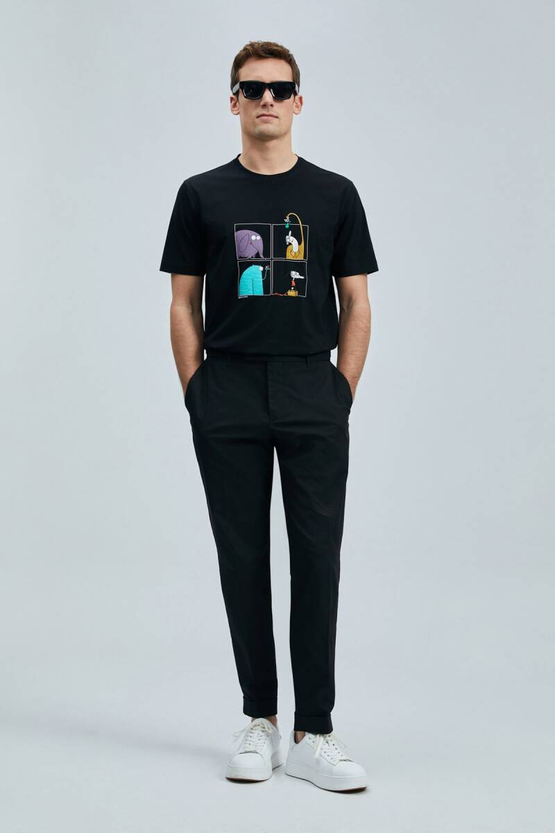 Funky Modern Grafik T- Shirt Siyah - 2