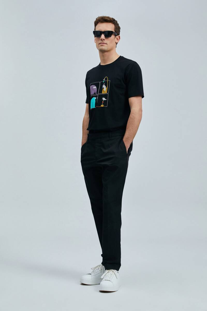 Funky Modern Grafik T- Shirt Siyah - 5