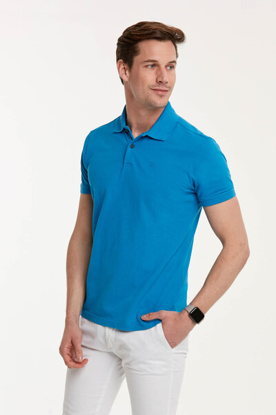 Мужская футболка Parker Polo Голубая - 3