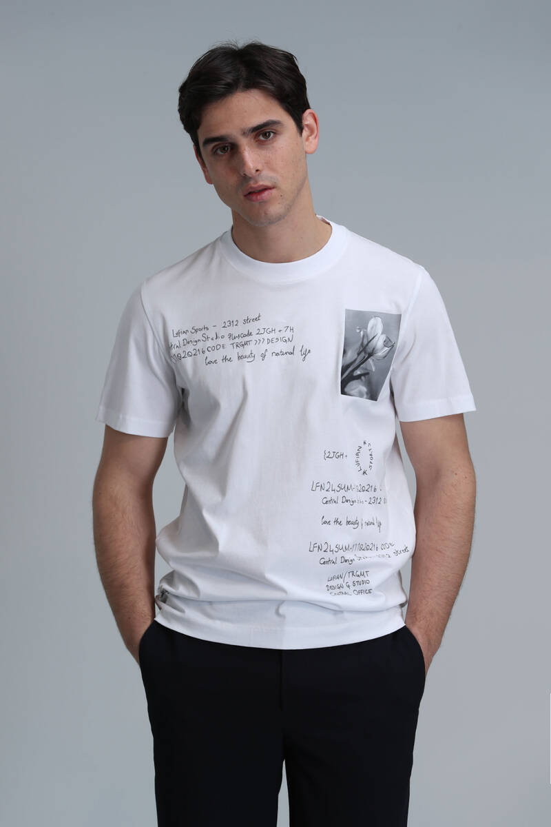 Футболка Fred Modern с рисунком, белая - 1