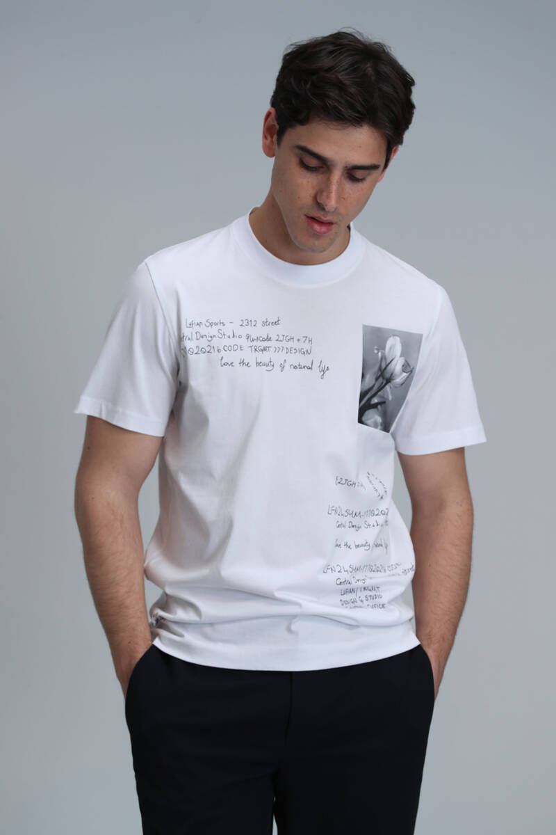 Футболка Fred Modern с рисунком, белая - 3