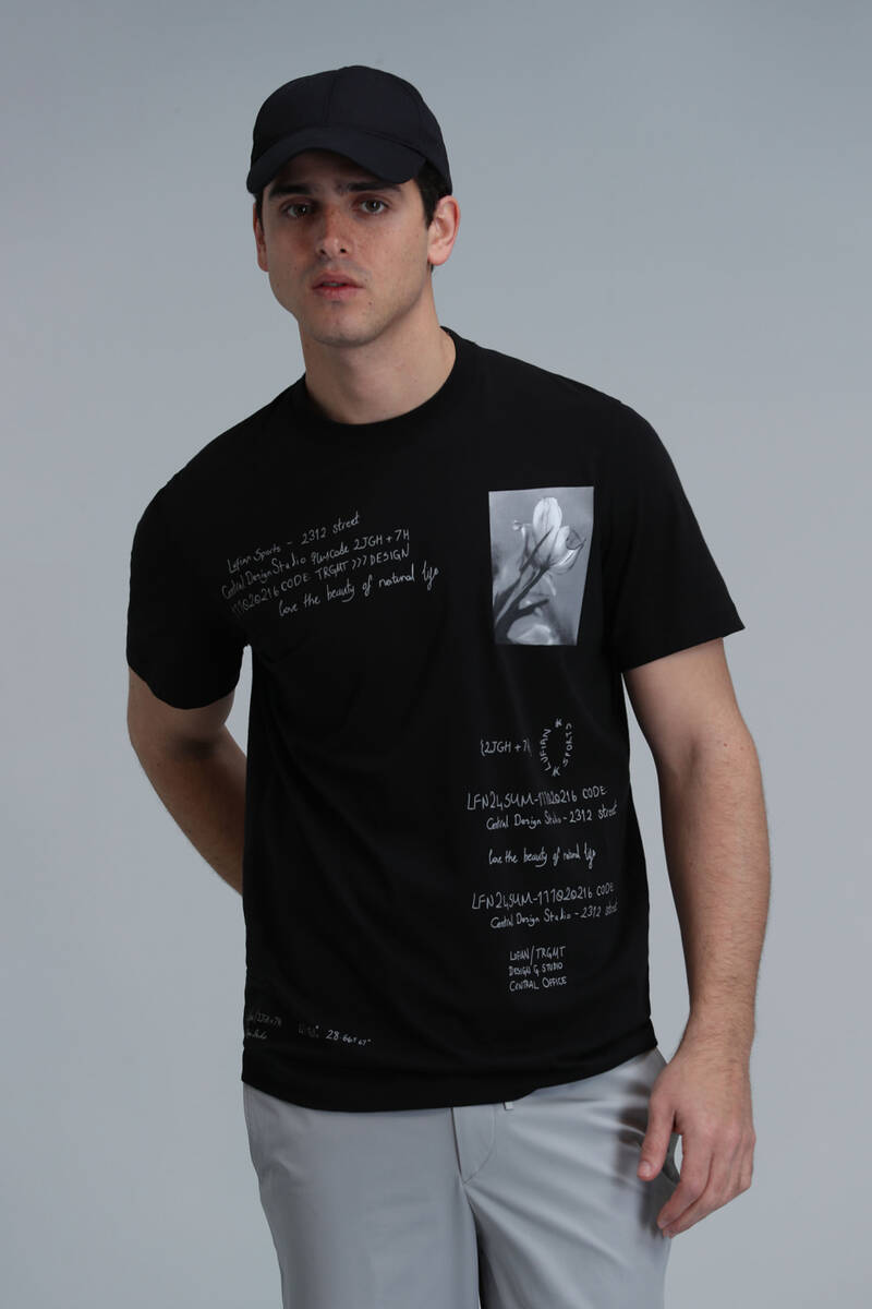Футболка Fred Modern с рисунком, черная - 1