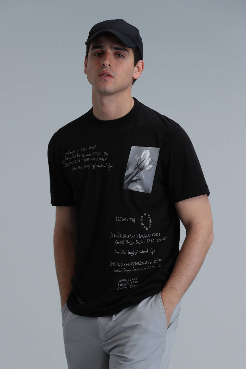 Футболка Fred Modern с рисунком, черная - 3