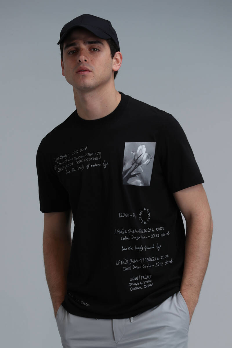 Футболка Fred Modern с рисунком, черная - 5