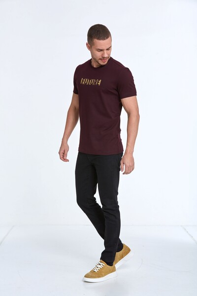 Future Baskılı Pamuklu Bisiklet Yaka Tişört - 13