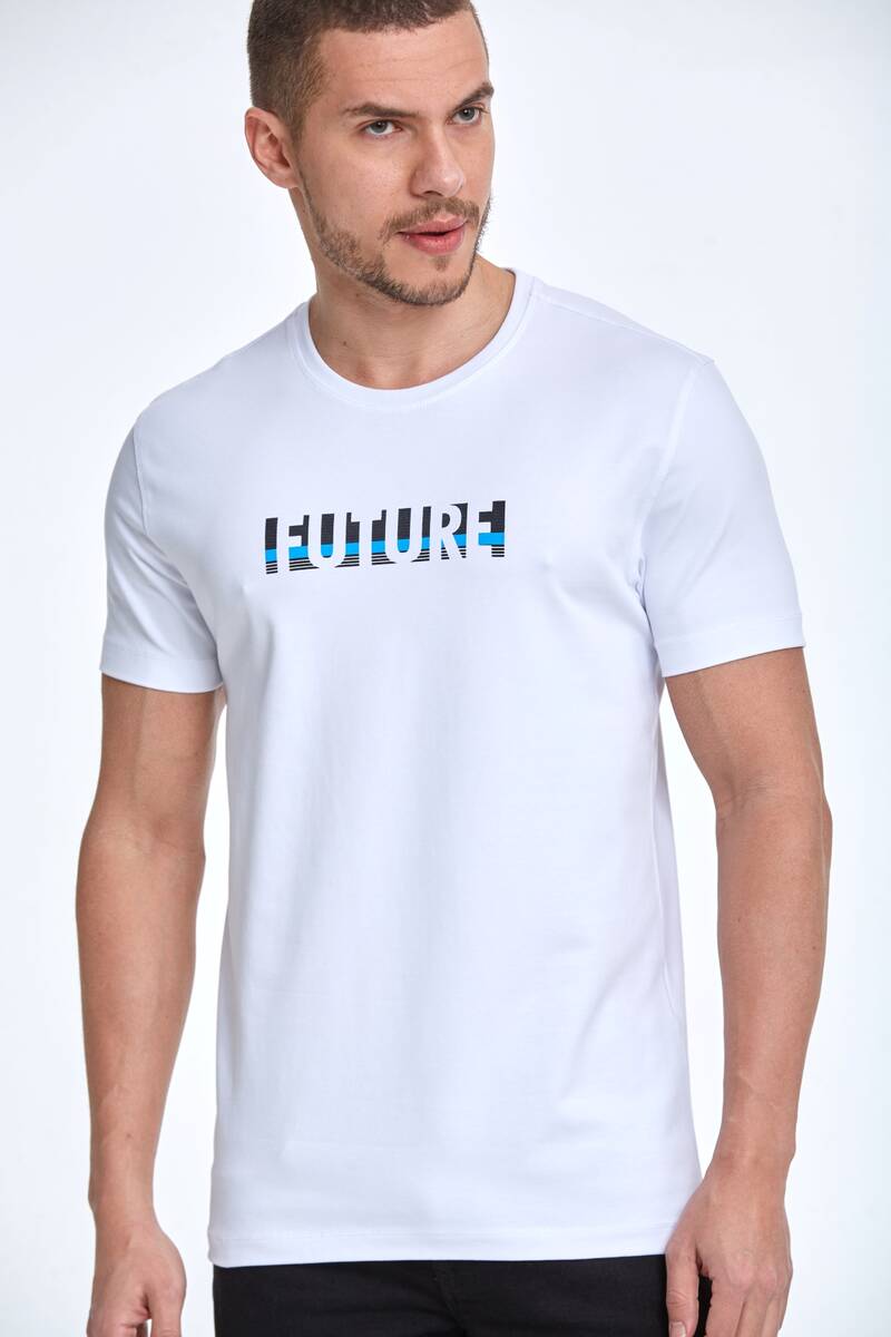 Future Printed Cotton Crew Neck T-Shirt - 19