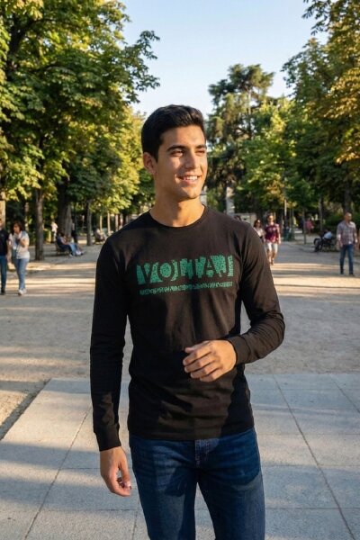 Galli Erkek Uzun Kol Tişört Siyah - VOLTAJ