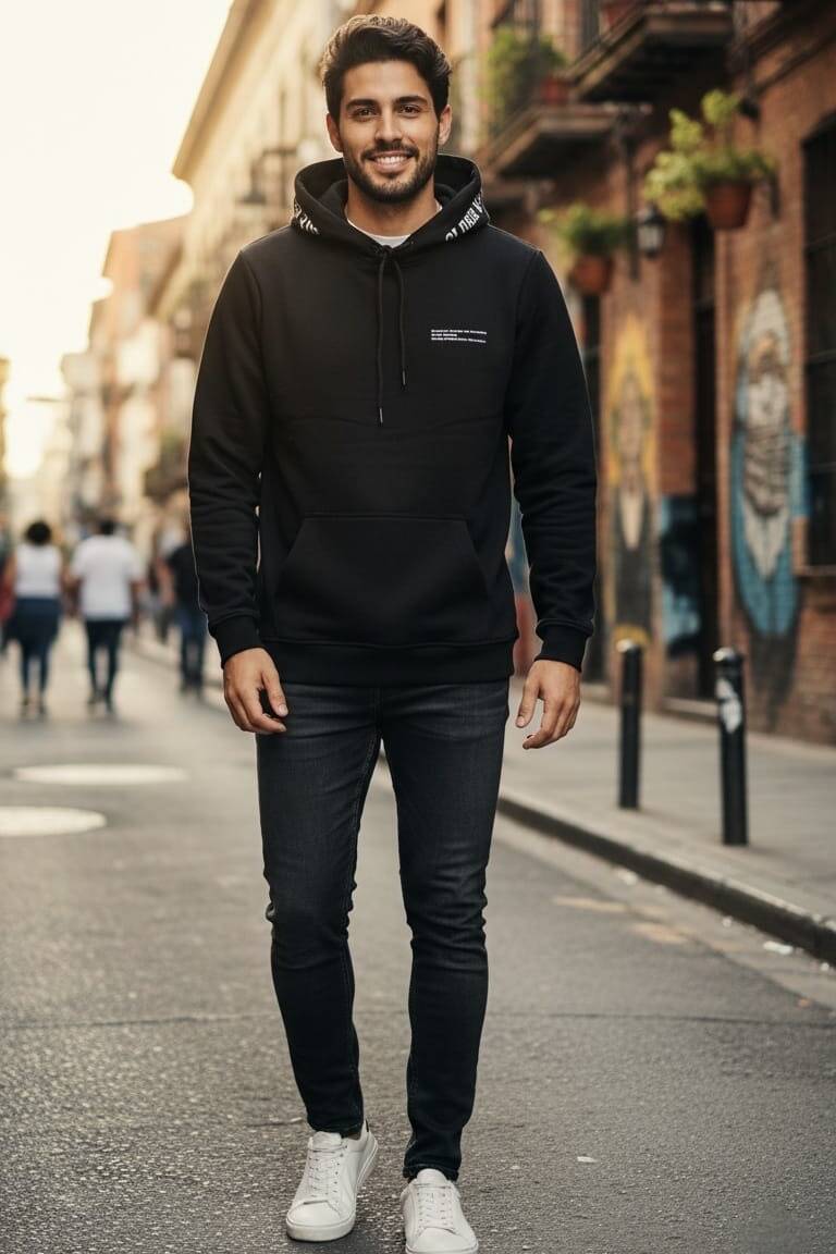 Gavi Hooded Men's Sweatshirt Navy Blue - 1