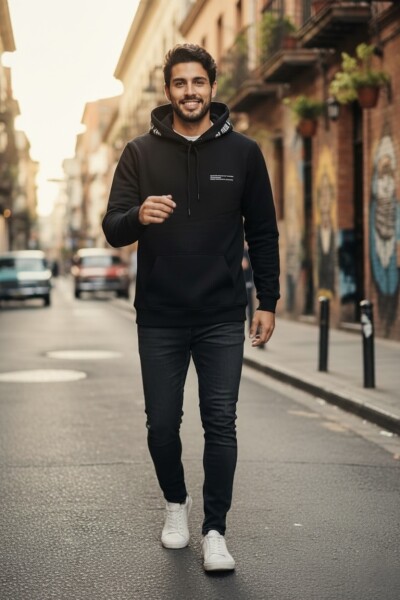 Gavi Hooded Men's Sweatshirt Navy Blue - 3