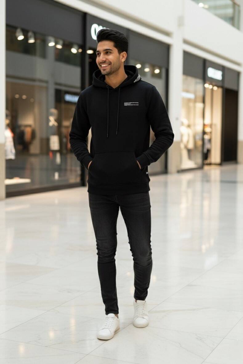 Gavi Kapüşonlu Erkek Sweatshirt Siyah - 1