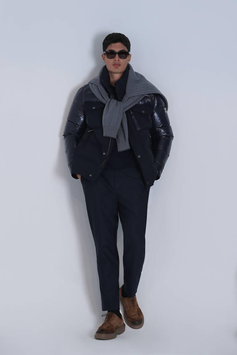 Genius Goose Down Men's Coat Navy Blue - 1