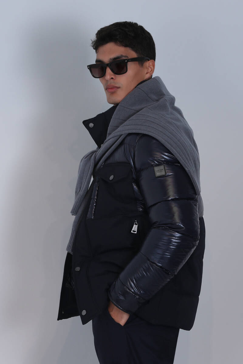 Genius Goose Down Men's Coat Navy Blue - 5