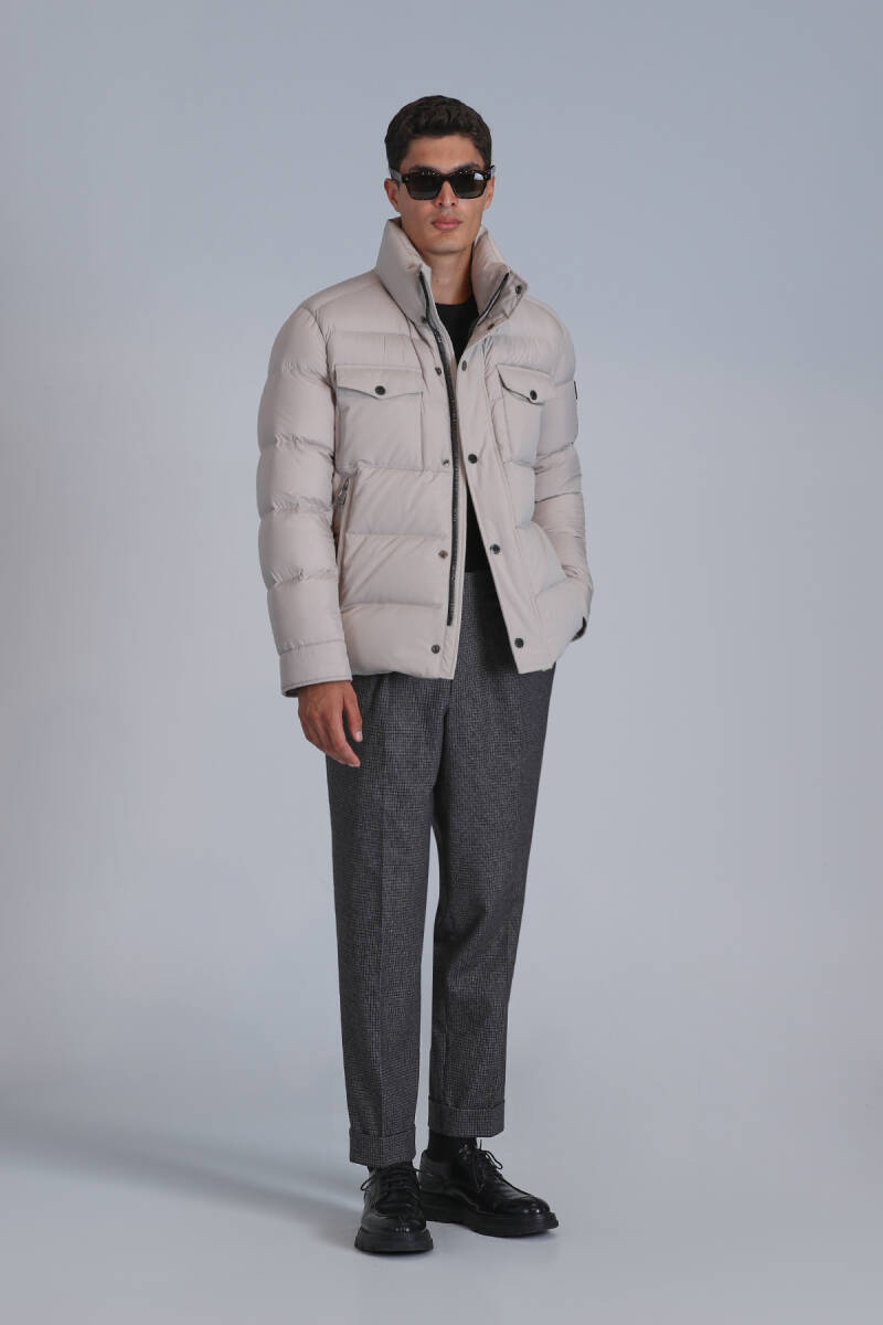 Genius Kaz Tüyü Erkek Mont Bej - 5