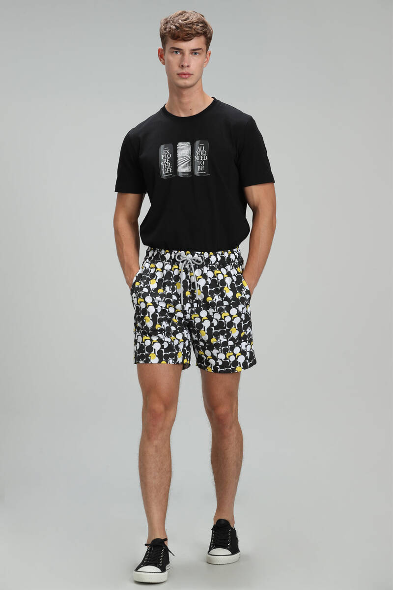 Geometric Men's Swim Shorts Black - 1