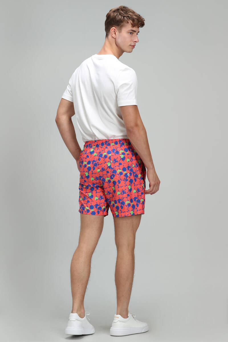 Geometric Men's Swim Shorts Orange - 4