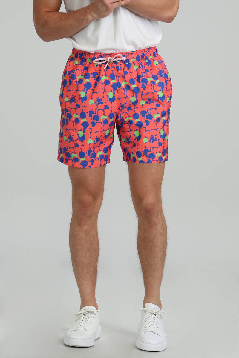 Geometric Men's Swim Shorts Orange - 6