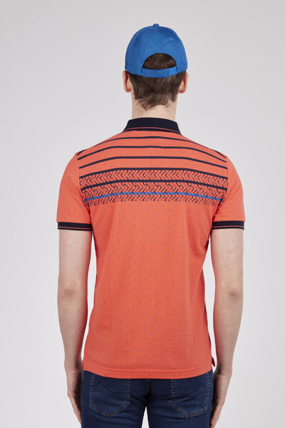Geometric Pattern and Line Printed Polo Neck Men's T-Shirt - Thumbnail