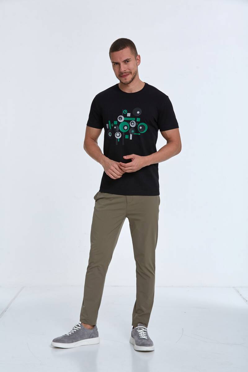 Geometric Shape Printed Cotton Men's T-Shirt