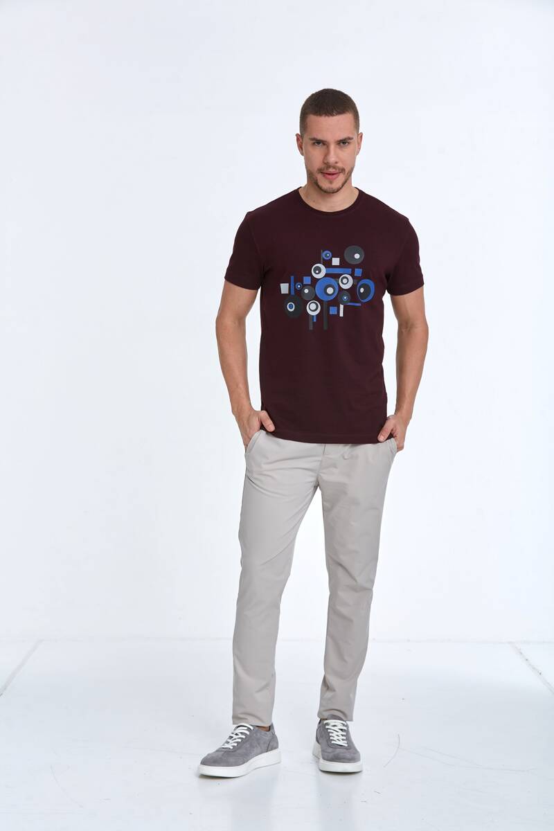 Geometric Shape Printed Cotton Men's T-Shirt