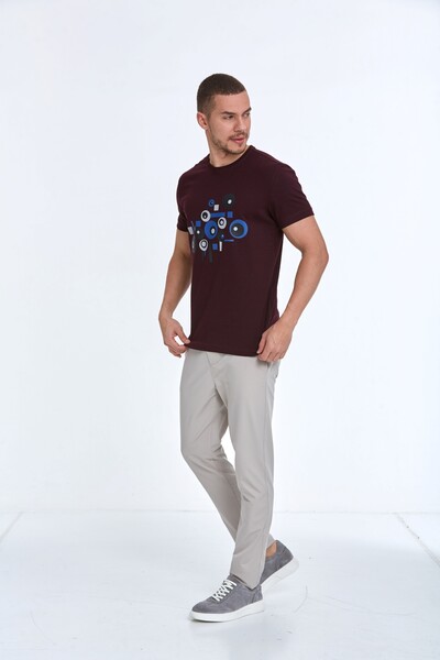 Geometric Shape Printed Cotton Men's T-Shirt - Thumbnail