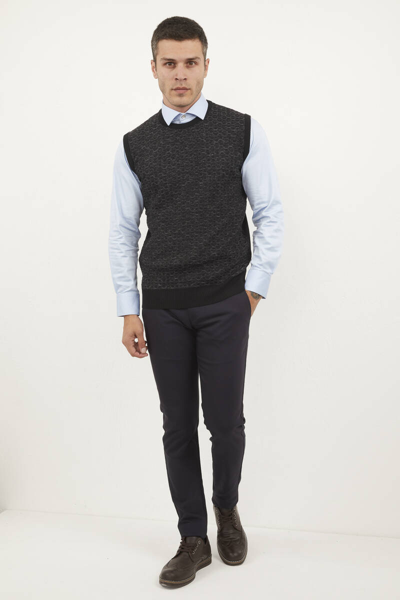 Giant Crew Neck Men's Knitwear Sweater Gray - 1
