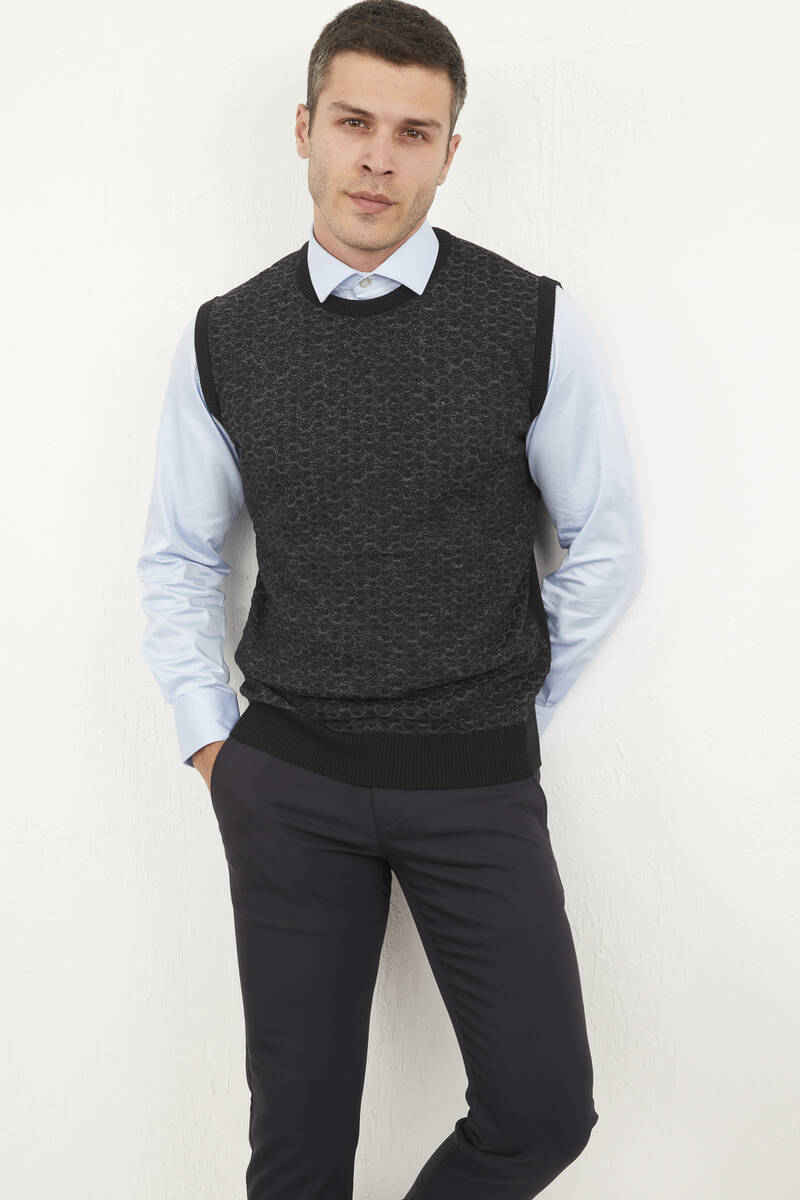 Giant Crew Neck Men's Knitwear Sweater Gray - 2