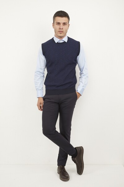 Giant Crew Neck Men's Knitwear Sweater Indigo - 1