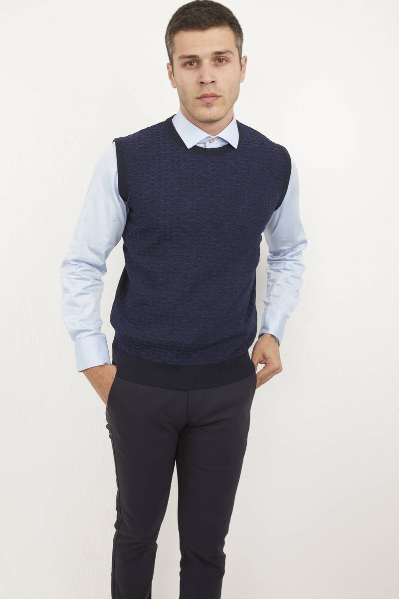 Giant Crew Neck Men's Knitwear Sweater Indigo - 2