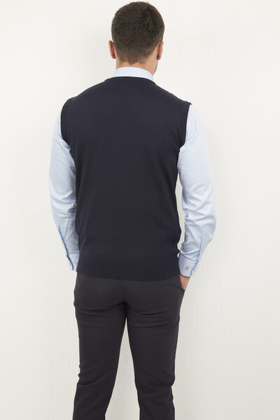 Giant Crew Neck Men's Knitwear Sweater Indigo - 4