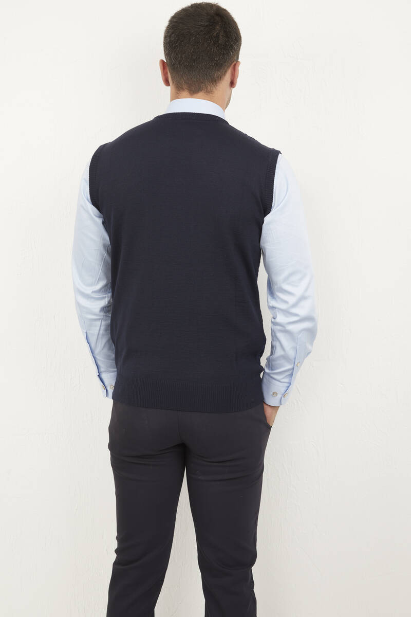 Giant Crew Neck Men's Knitwear Sweater Indigo - 4