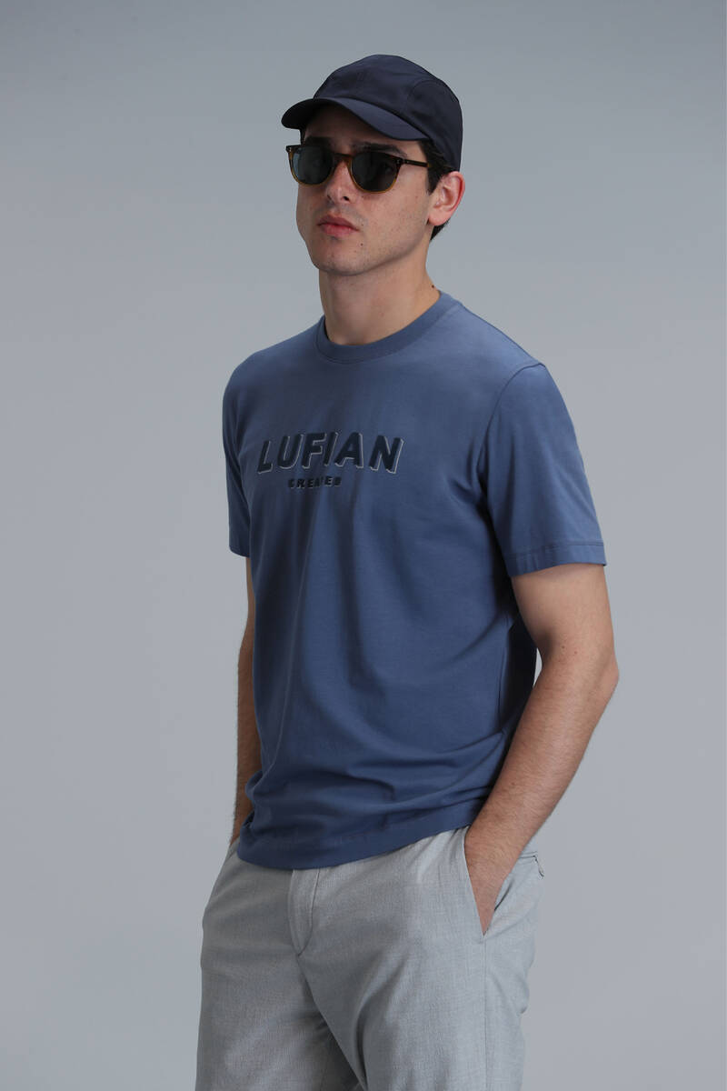 Gold Modern Graphic T- Shirt Dark Blue - 3