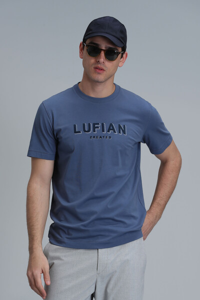 Gold Modern Graphic T- Shirt Dark Blue 