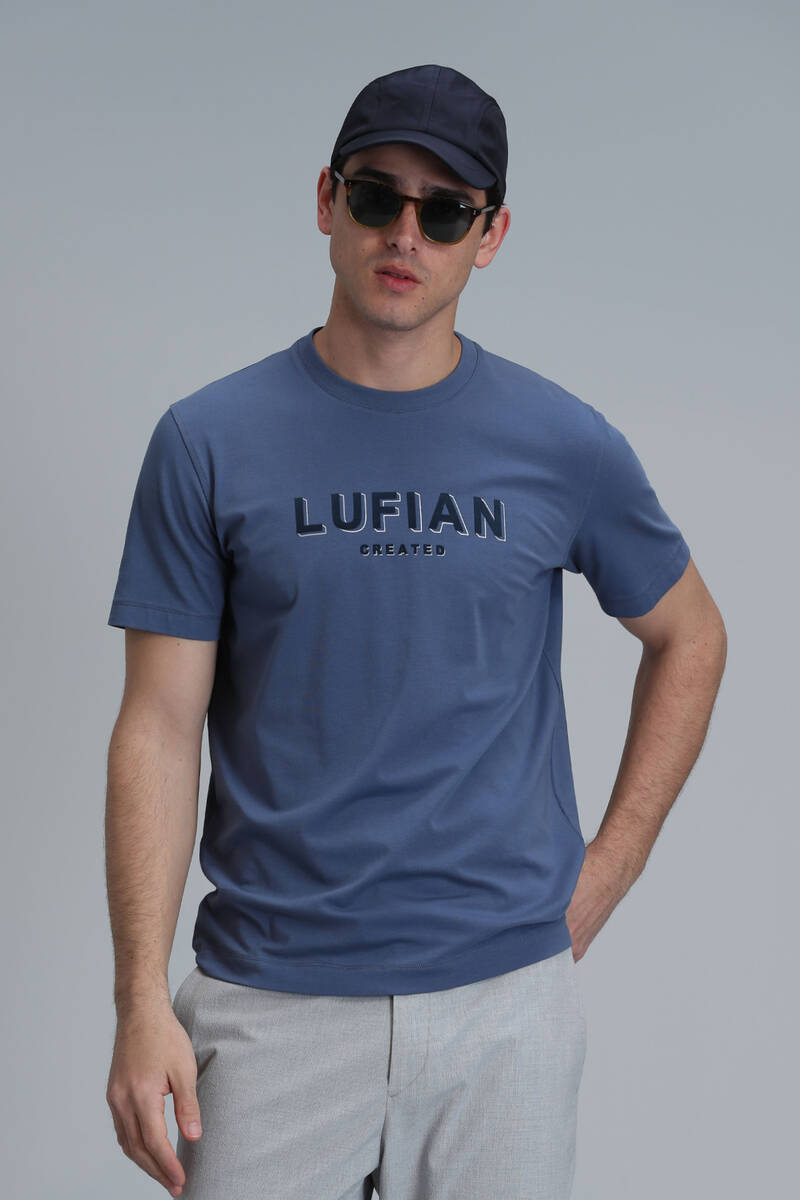 Gold Modern Graphic T- Shirt Dark Blue - 1