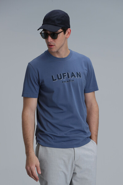 Gold Modern Graphic T- Shirt Dark Blue - 5
