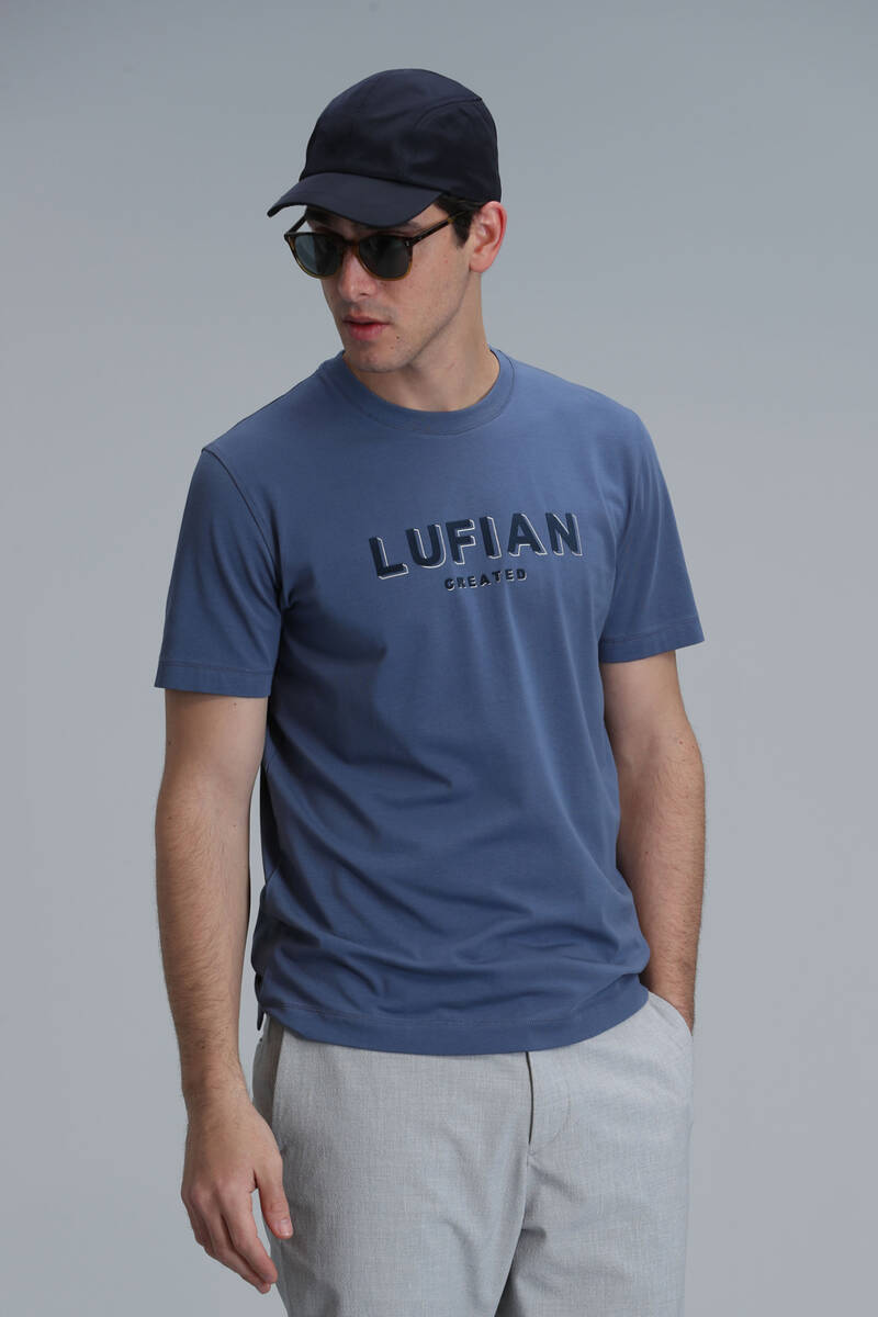 Gold Modern Graphic T- Shirt Dark Blue - 5
