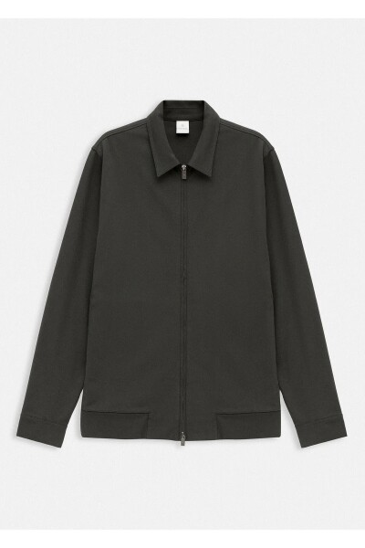 Gosta Khaki Color Shirt Collar Sweat Jacket 