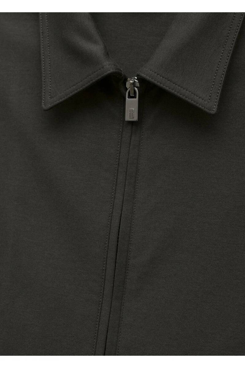 Gosta Khaki Color Shirt Collar Sweat Jacket - 2