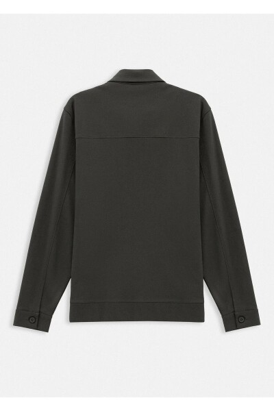 Gosta Khaki Color Shirt Collar Sweat Jacket - 4