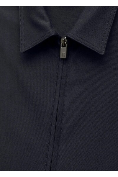 Gosta Navy Blue Color Shirt Collar Sweat Jacket - 2