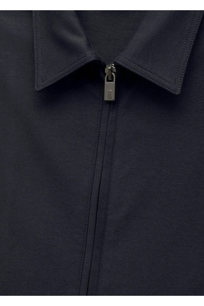 Gosta Navy Blue Color Shirt Collar Sweat Jacket - 2