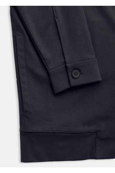Gosta Navy Blue Color Shirt Collar Sweat Jacket - 3