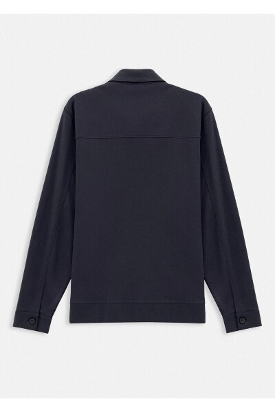 Gosta Navy Blue Color Shirt Collar Sweat Jacket - 4