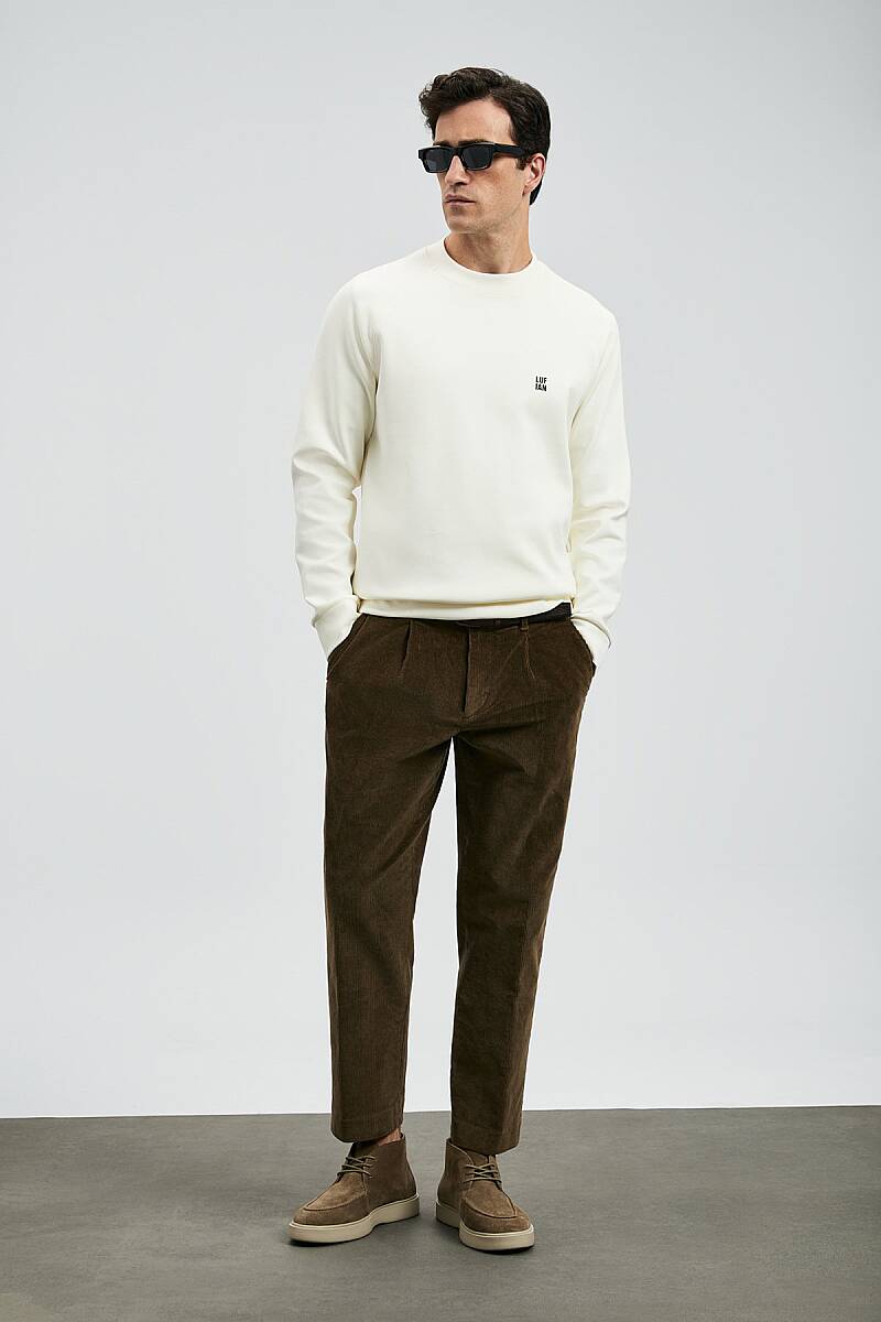 Grant Erkek Sweatshirt Kırık Beyaz - 1