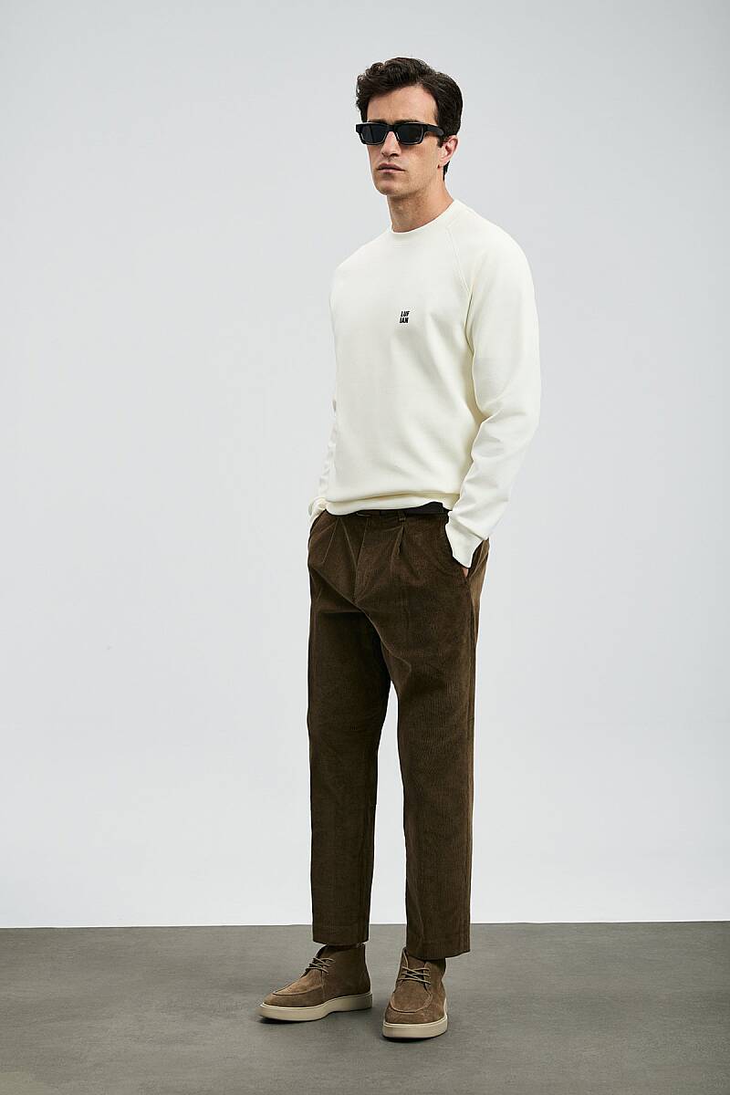 Grant Erkek Sweatshirt Kırık Beyaz - 4