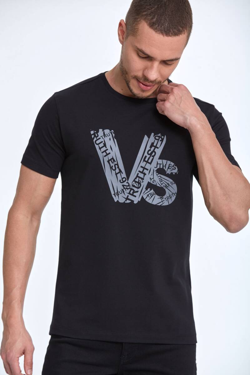 Gusta Printed Men's T-Shirt Black - 1