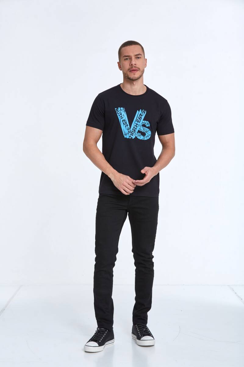 Gusta Printed Men's T-Shirt Navy Blue - 3