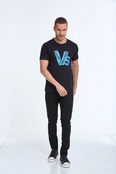 Gusta Printed Men's T-Shirt Navy Blue - 4