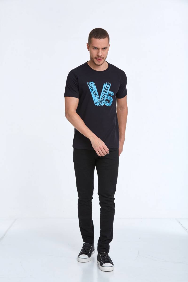 Gusta Printed Men's T-Shirt Navy Blue - 4