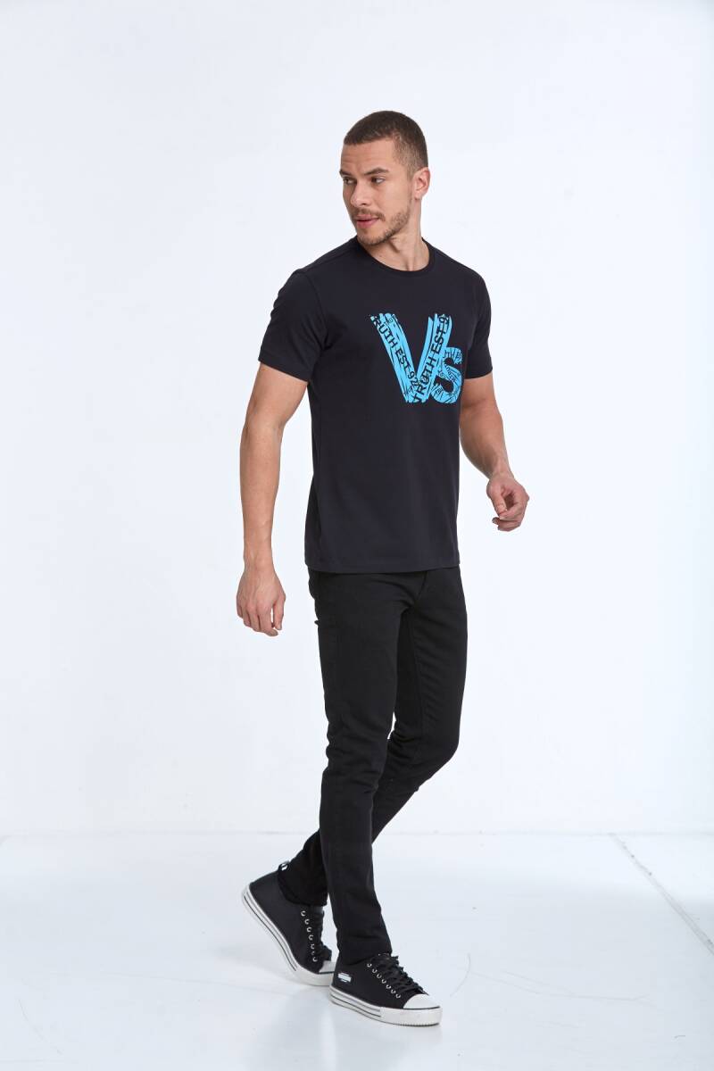 Gusta Printed Men's T-Shirt Navy Blue - 2