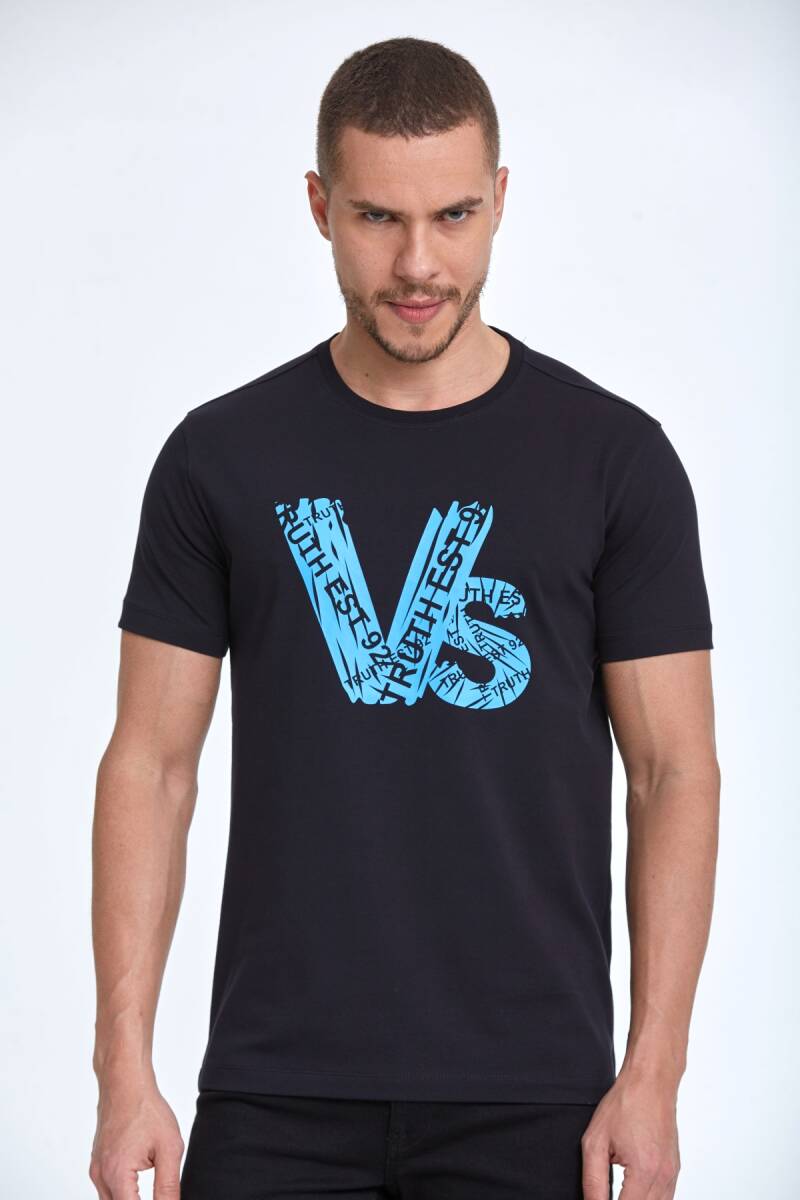 Gusta Printed Men's T-Shirt Navy Blue - 1